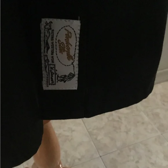 Panhandler Slim Western Wear Black Embroidered Pearl Diamond Snap Button Shirt - Picture 14 of 14